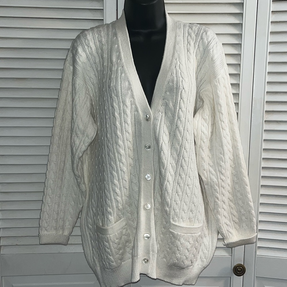 Vintage Graham & Gunn LTD. Cotton longline Cable knit sweater cardigan